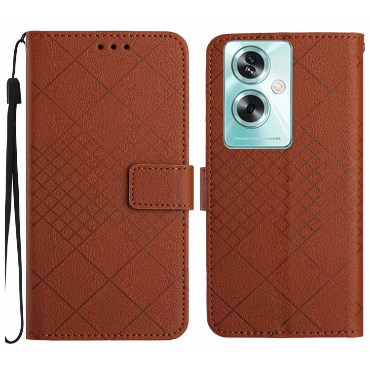 Rhombic Grid Texture Leather Phone Case, For OPPO A79 5G, For OPPO A59 5G