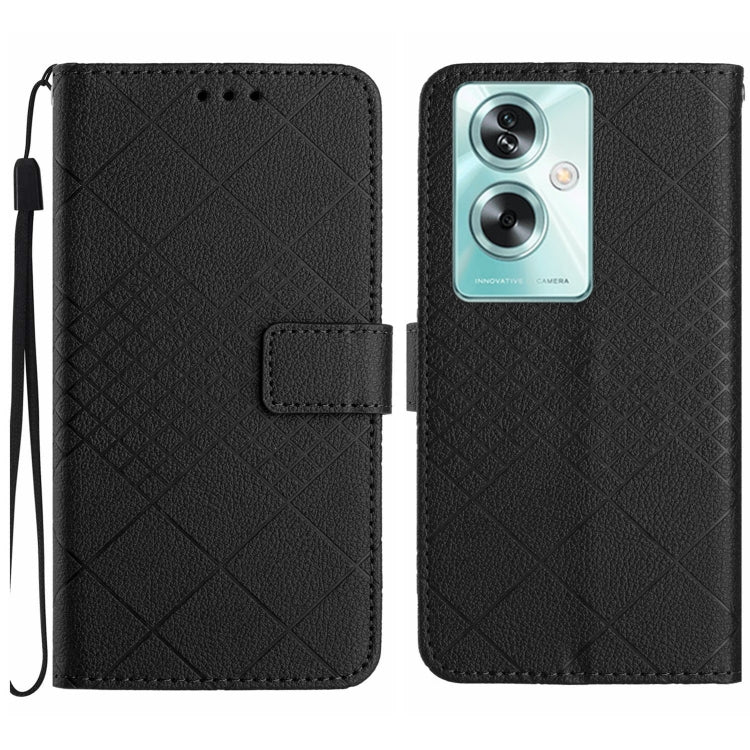 Rhombic Grid Texture Leather Phone Case, For OPPO A79 5G, For OPPO A59 5G