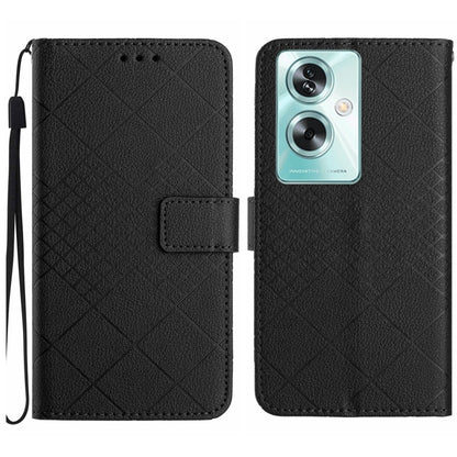 Rhombic Grid Texture Leather Phone Case, For OPPO A79 5G, For OPPO A59 5G