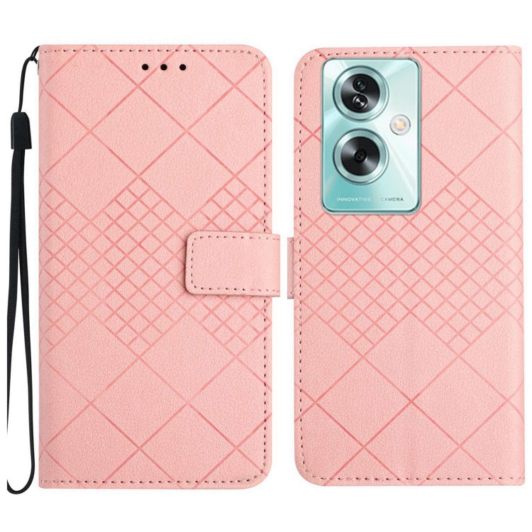 Rhombic Grid Texture Leather Phone Case, For OPPO A79 5G, For OPPO A59 5G