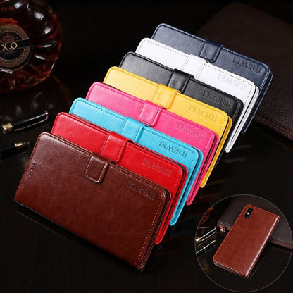 Colorful leather flip phone cases set, featuring card slots and magnetic strap