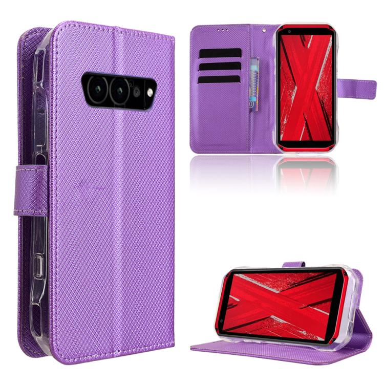 Purple diamond-texture leather wallet phone case with flip cover and card slots