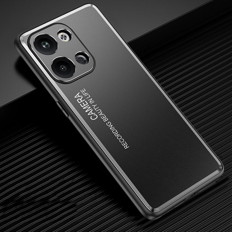 Frosted metal phone case, dark tone with raised camera cutouts and reinforced border