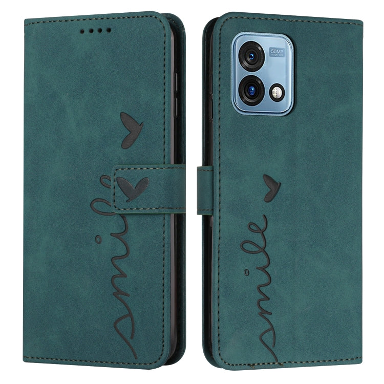 Skin Feel Heart Embossed Leather Phone Case with Long Lanyard, For Motorola Moto G Stylus 4G 2023