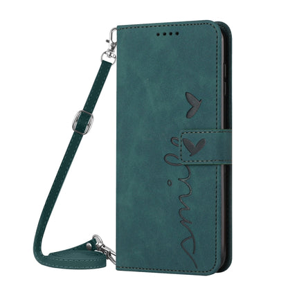 Skin Feel Heart Embossed Leather Phone Case with Long Lanyard, For Motorola Moto G Stylus 4G 2023
