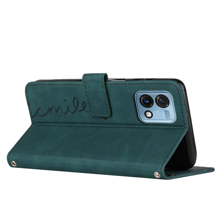 Skin Feel Heart Embossed Leather Phone Case with Long Lanyard, For Motorola Moto G Stylus 4G 2023
