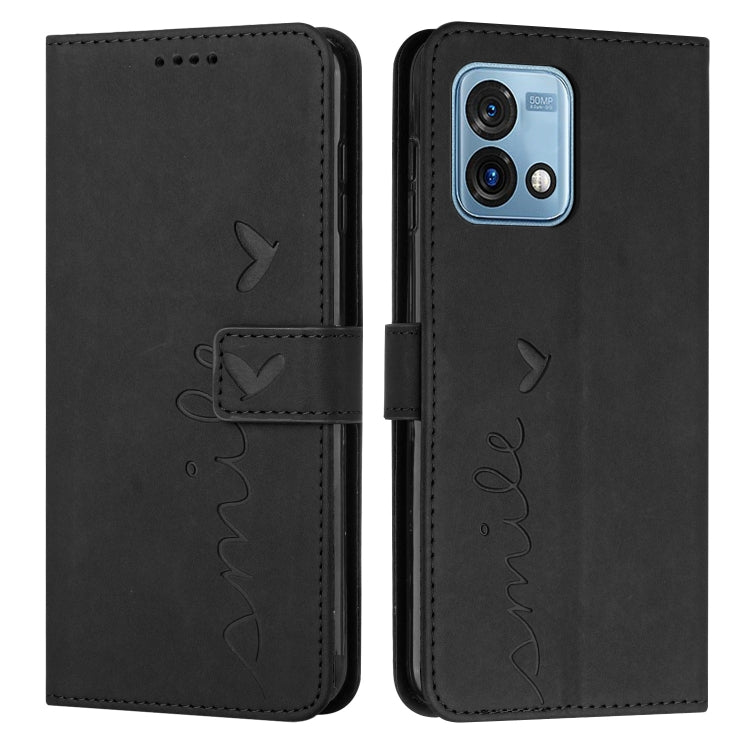 Skin Feel Heart Embossed Leather Phone Case with Long Lanyard, For Motorola Moto G Stylus 4G 2023