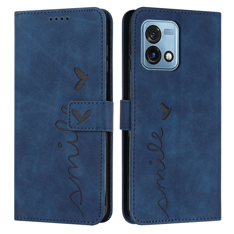 Skin Feel Heart Embossed Leather Phone Case with Long Lanyard, For Motorola Moto G Stylus 4G 2023