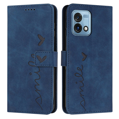 Skin Feel Heart Embossed Leather Phone Case with Long Lanyard, For Motorola Moto G Stylus 4G 2023