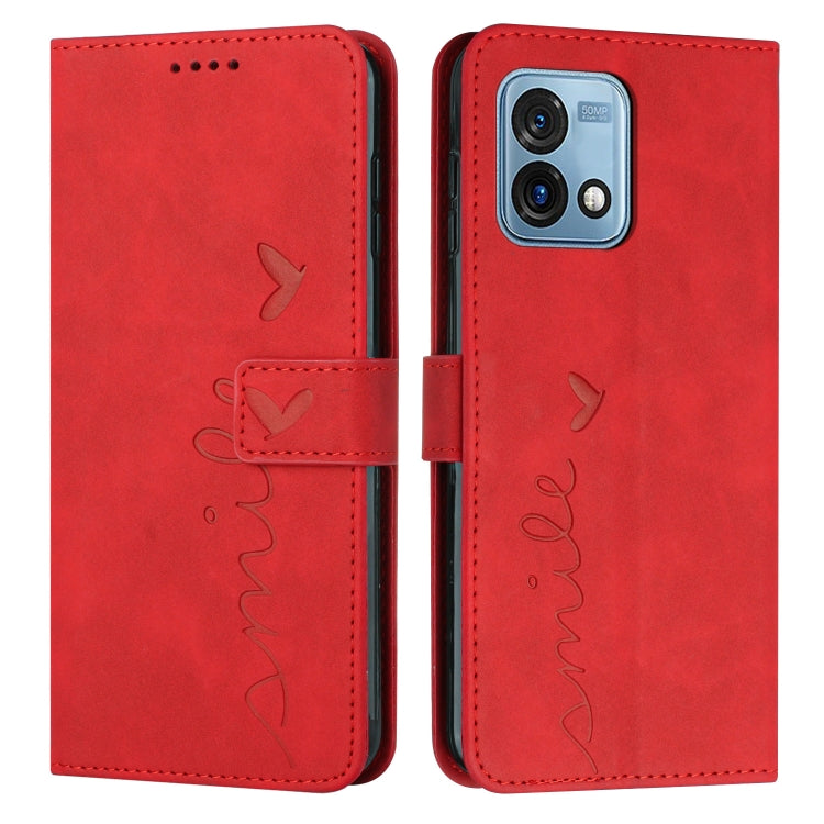 Skin Feel Heart Embossed Leather Phone Case with Long Lanyard, For Motorola Moto G Stylus 4G 2023