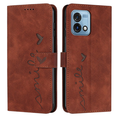 Skin Feel Heart Embossed Leather Phone Case with Long Lanyard, For Motorola Moto G Stylus 4G 2023