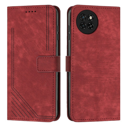 Skin Feel Stripe Pattern Leather Phone Case with Lanyard, For itel S23+, For itel S23