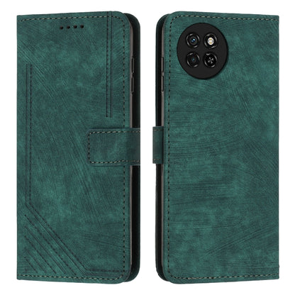 Skin Feel Stripe Pattern Leather Phone Case with Lanyard, For itel S23+, For itel S23