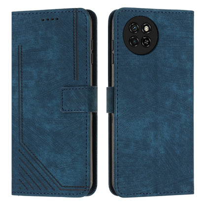Skin Feel Stripe Pattern Leather Phone Case with Lanyard, For itel S23+, For itel S23