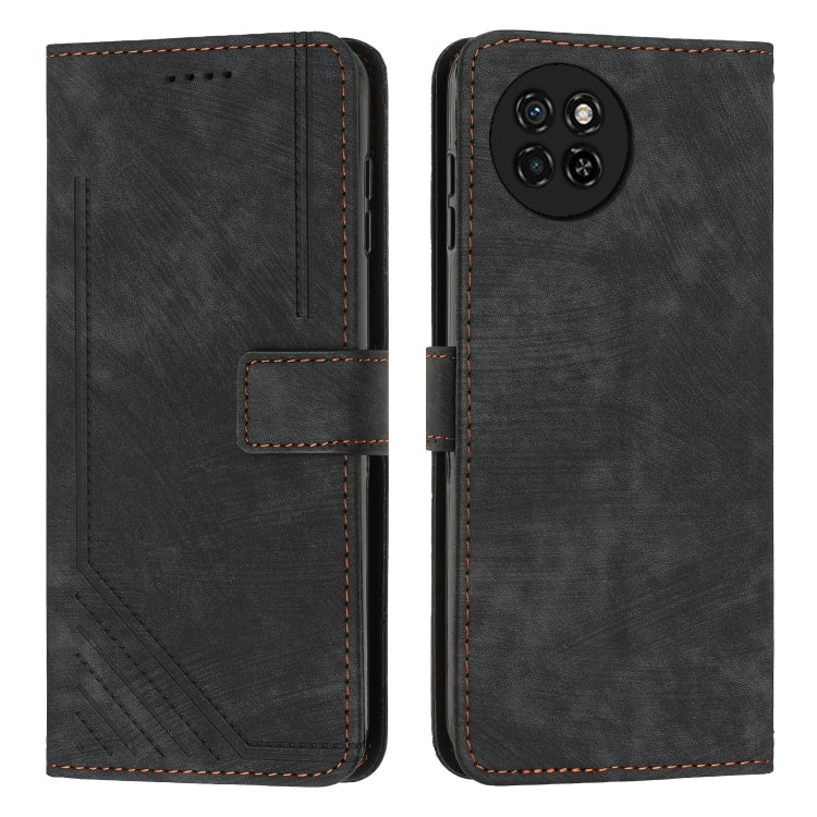 Skin Feel Stripe Pattern Leather Phone Case with Lanyard, For itel S23+, For itel S23