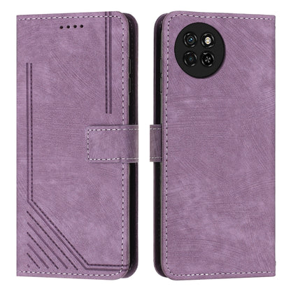 Skin Feel Stripe Pattern Leather Phone Case with Lanyard, For itel S23+, For itel S23