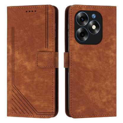 Skin Feel Stripe Pattern Leather Phone Case with Lanyard, For itel S23+, For itel S23