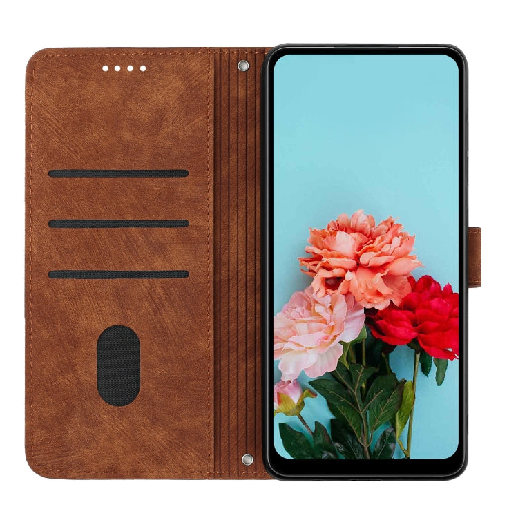 Skin Feel Stripe Pattern Leather Phone Case with Lanyard, For itel S23+, For itel S23