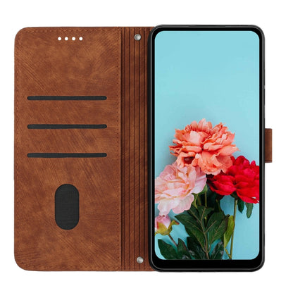 Skin Feel Stripe Pattern Leather Phone Case with Lanyard, For itel S23+, For itel S23