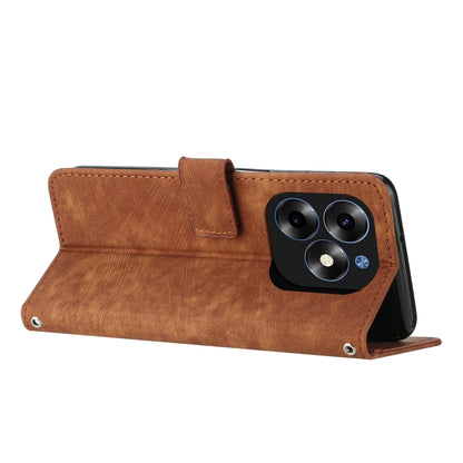 Skin Feel Stripe Pattern Leather Phone Case with Lanyard, For itel S23+, For itel S23