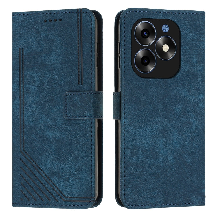 Skin Feel Stripe Pattern Leather Phone Case with Lanyard, For itel S23+, For itel S23