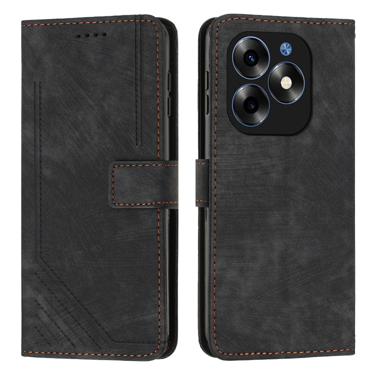 Skin Feel Stripe Pattern Leather Phone Case with Lanyard, For itel S23+, For itel S23