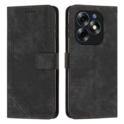 Skin Feel Stripe Pattern Leather Phone Case with Lanyard, For itel S23+, For itel S23