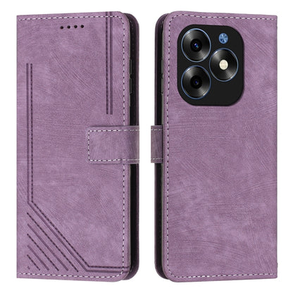 Skin Feel Stripe Pattern Leather Phone Case with Lanyard, For itel S23+, For itel S23