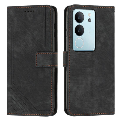 Black leather wallet phone case with card slot and camera cutouts, closed