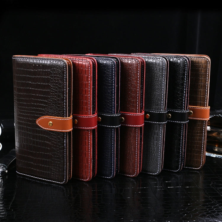 Assorted crocodile-texture flip leather phone cases in multiple colors, card-slot design
