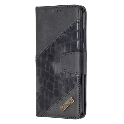 Black crocodile-texture PU leather flip phone wallet case with card holder