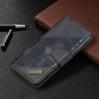 Dark gray crocodile-texture flip phone wallet case with card slot and leather flap