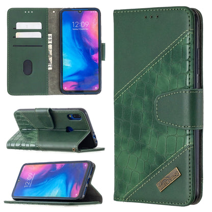 Green crocodile-texture flip PU leather phone wallet case with card slots