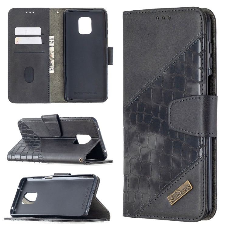 Black crocodile-texture flip phone wallet case with card slots and folio stand