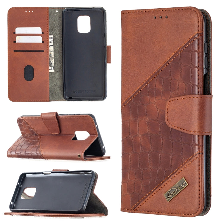 Brown crocodile-texture horizontal flip PU leather phone wallet case, card slots, open view