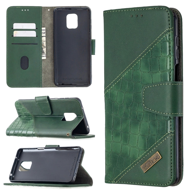 Green crocodile-texture horizontal flip PU leather phone wallet case, card slots, open view