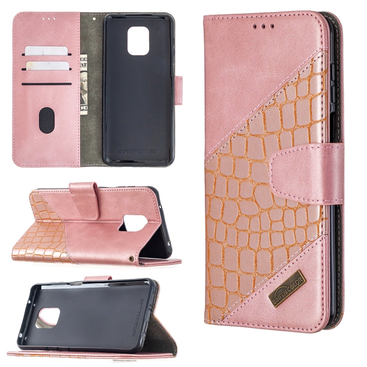 Rose-gold pink crocodile-texture horizontal flip PU leather phone wallet case with card holder