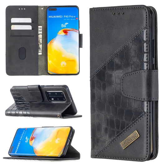 Black crocodile-texture PU leather flip phone case with wallet card slots and stand