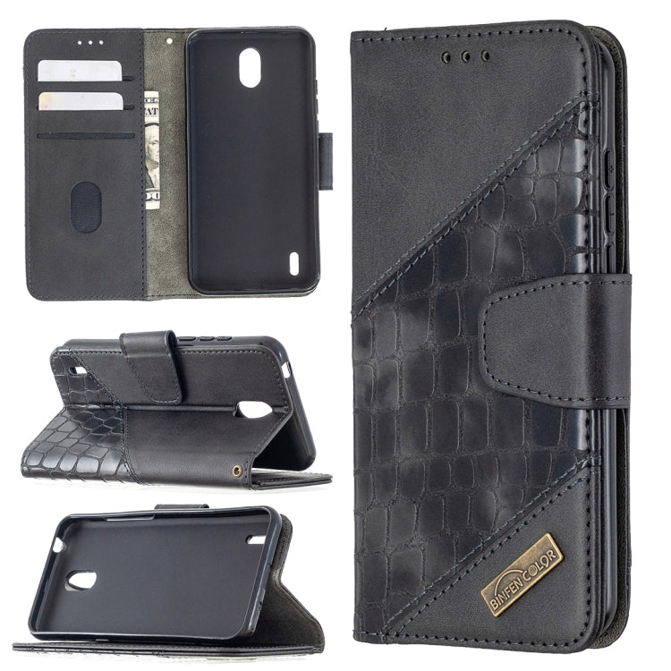 Crocodile-texture PU leather flip phone case wallet with card slots, black