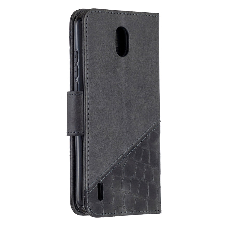 Crocodile-texture PU leather flip phone case wallet with side openings, black