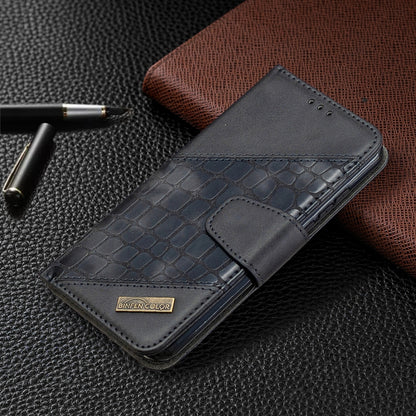 Crocodile-texture PU leather flip phone case wallet with card slots, dark gray