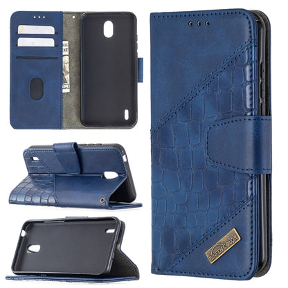 Crocodile-texture PU leather flip phone case wallet with card slots, blue