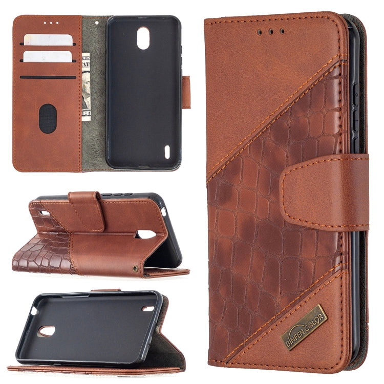 Brown crocodile-textured PU leather flip wallet phone case with card slots and holder