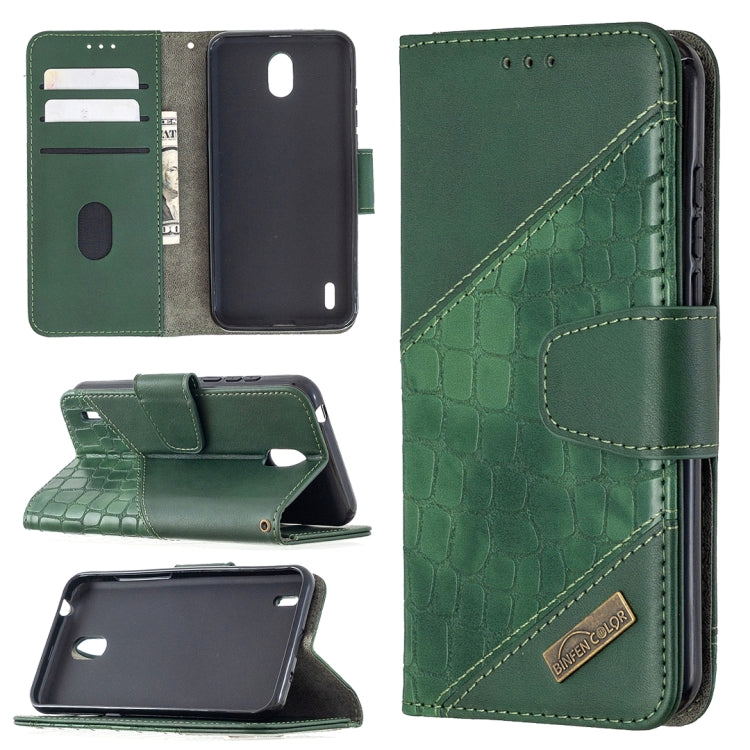 Green crocodile-textured PU leather flip wallet phone case with card slots and holder