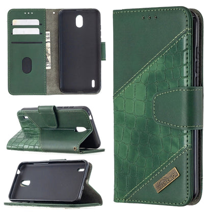 Green crocodile-textured PU leather flip wallet phone case with card slots and holder