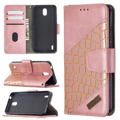 Rose pink crocodile-textured PU leather flip wallet phone case with card slots and holder