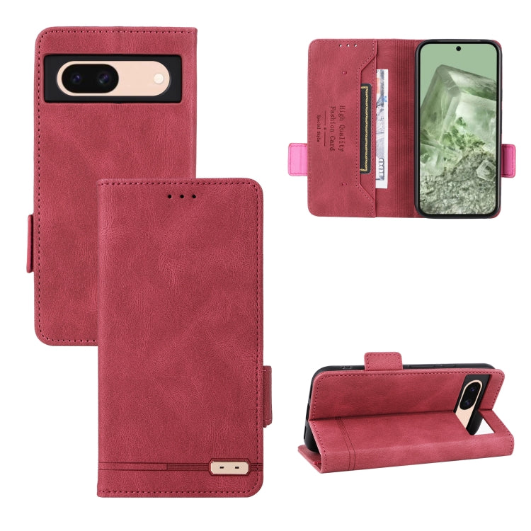 Magnetic clasp leather phone case with flip cover, dark red, card slots, stand