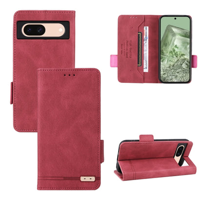 Magnetic clasp leather phone case with flip cover, dark red, card slots, stand