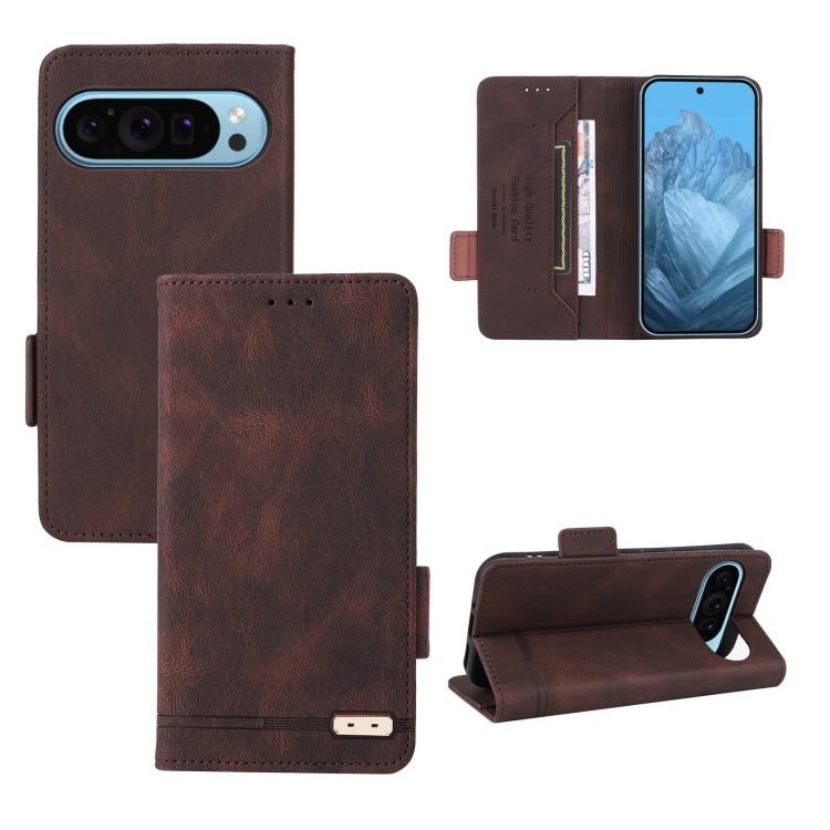 Magnetic clasp leather phone case, brown wallet style with card slots and stand
