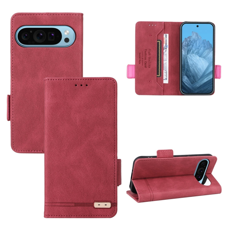 Magnetic clasp leather phone case, red wallet style with card slots and magnetic clasp